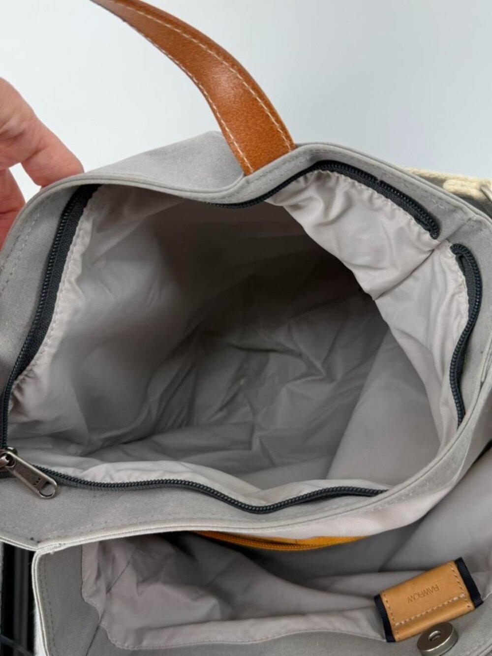 RAWROW R Bag Canvas Tote Bag Gray Crossbody Shoulder Bag Leather Handles Minimal - Picture 5 of 7